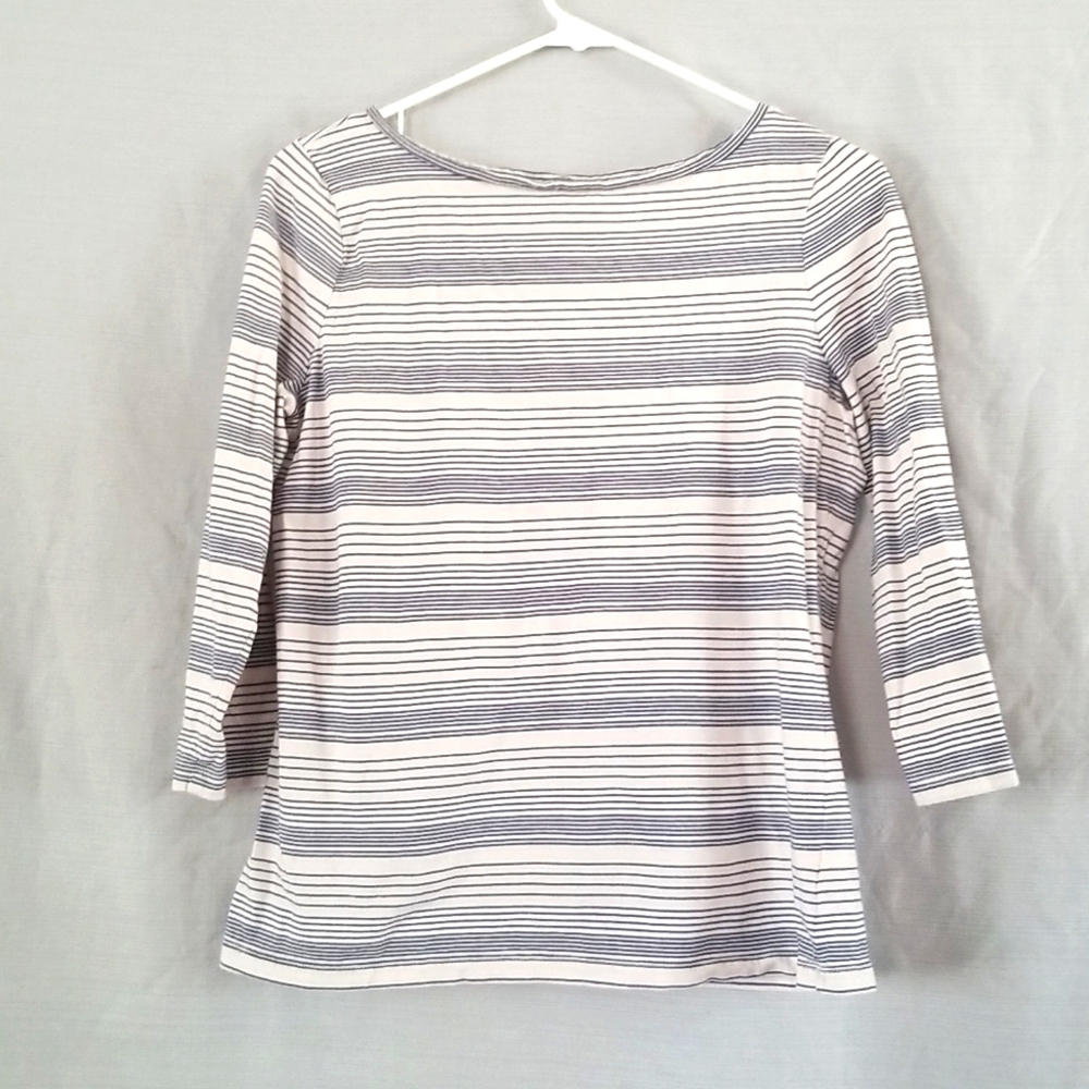 Talbots cream and navy striped top